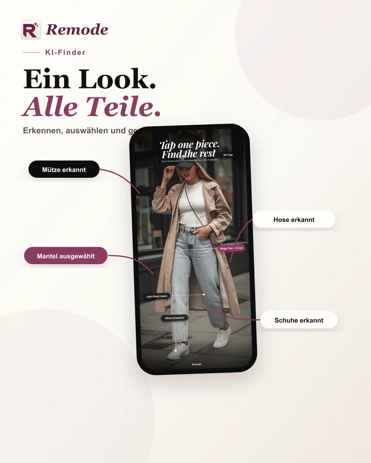 Remode Visual zeigt KI-Kleidungserkennung und Auswahl einzelner Teile
