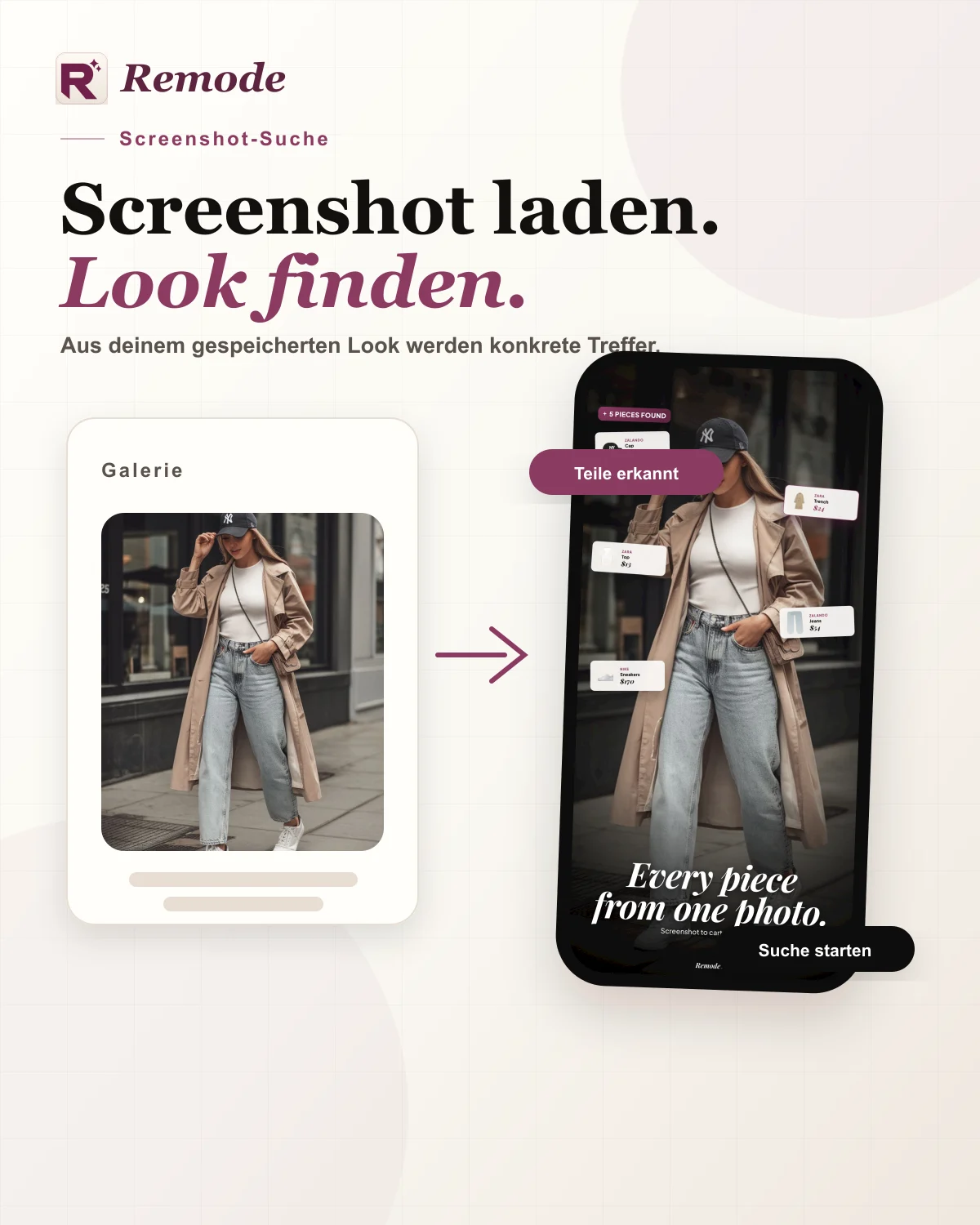 Remode macht aus einem Outfit-Screenshot konkrete Teile