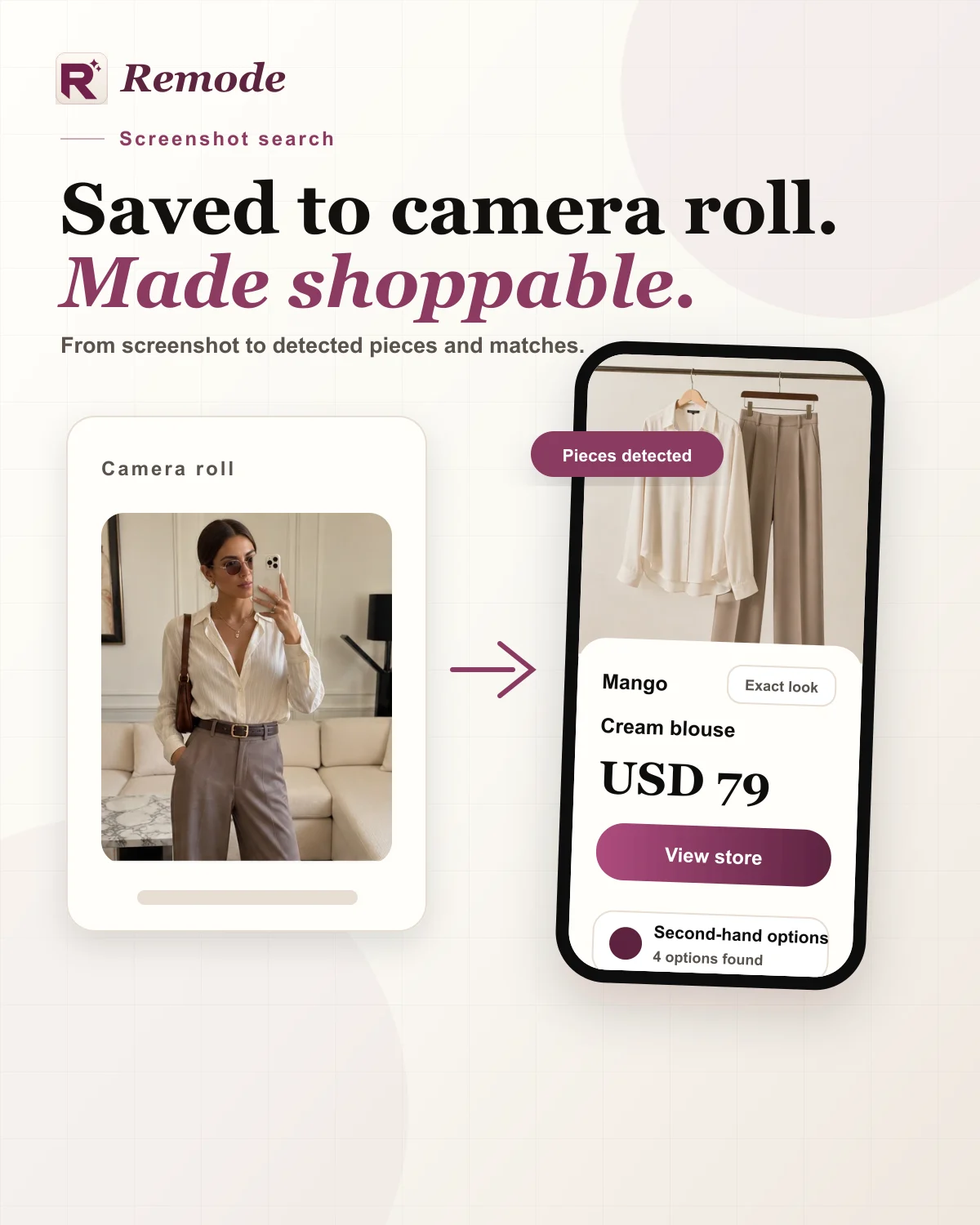 Remode visual turning a screenshot into shopping results