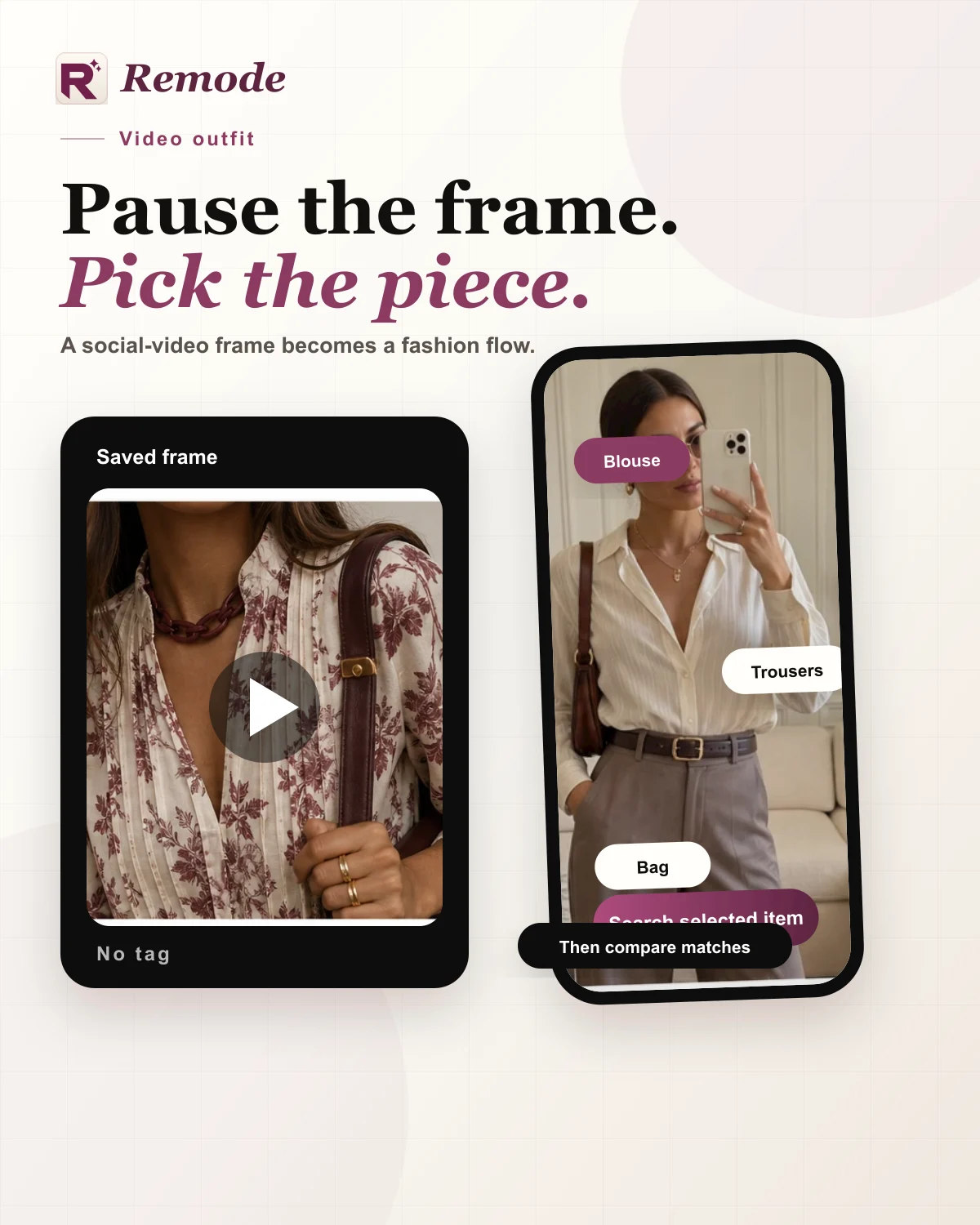 Remode visual turning a short video frame into clothing search results